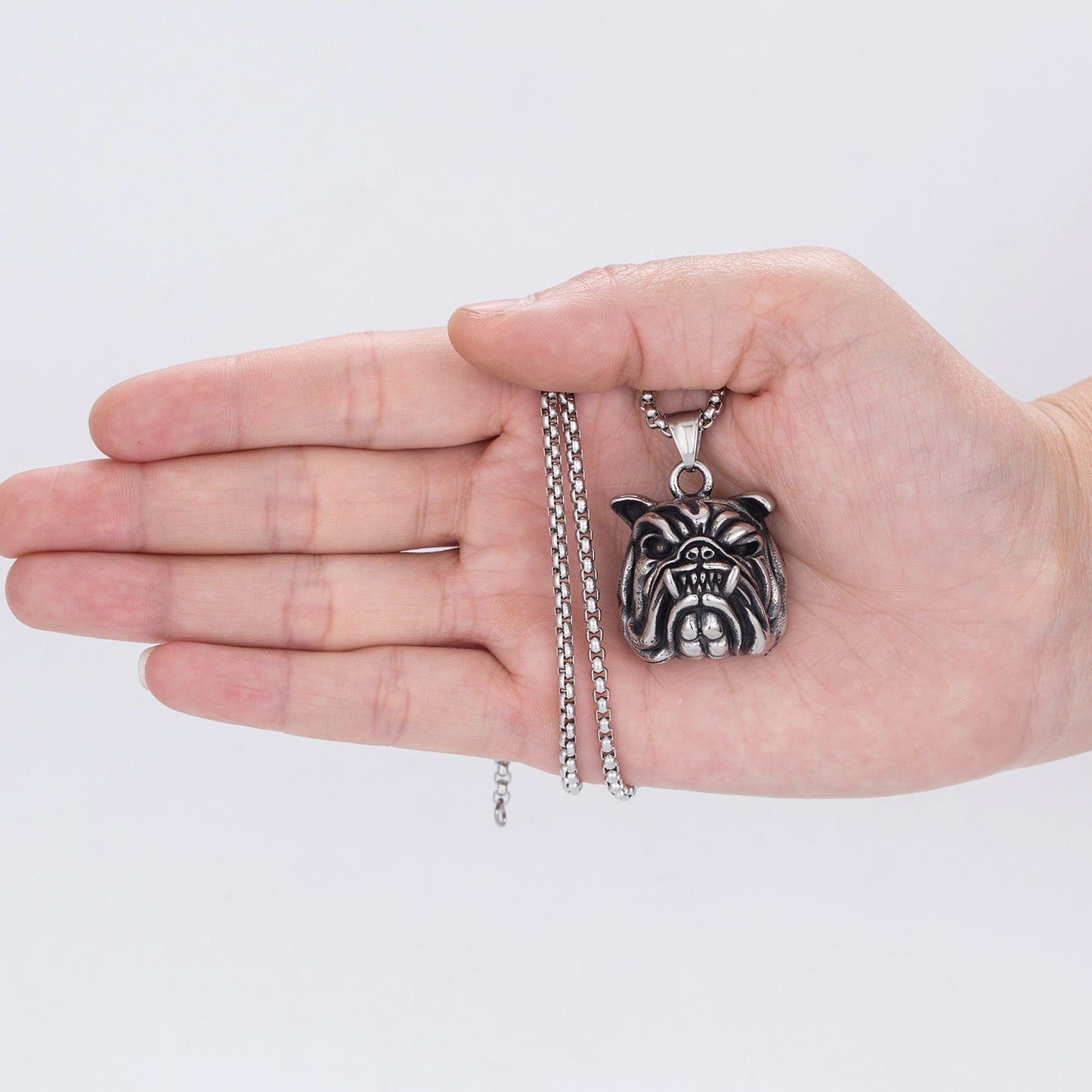 Steel Necklace – Elegant Bulldog Pendant For Men Everyday Wear From Planderful Everyday Genie Collection