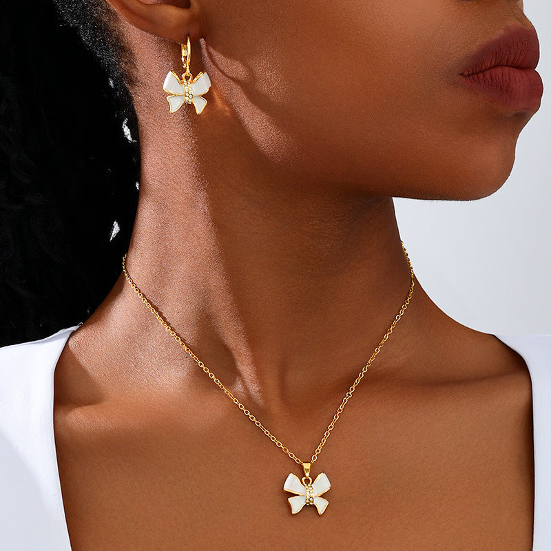 Charming Red Bow Jewelry Set for Women by Planderful