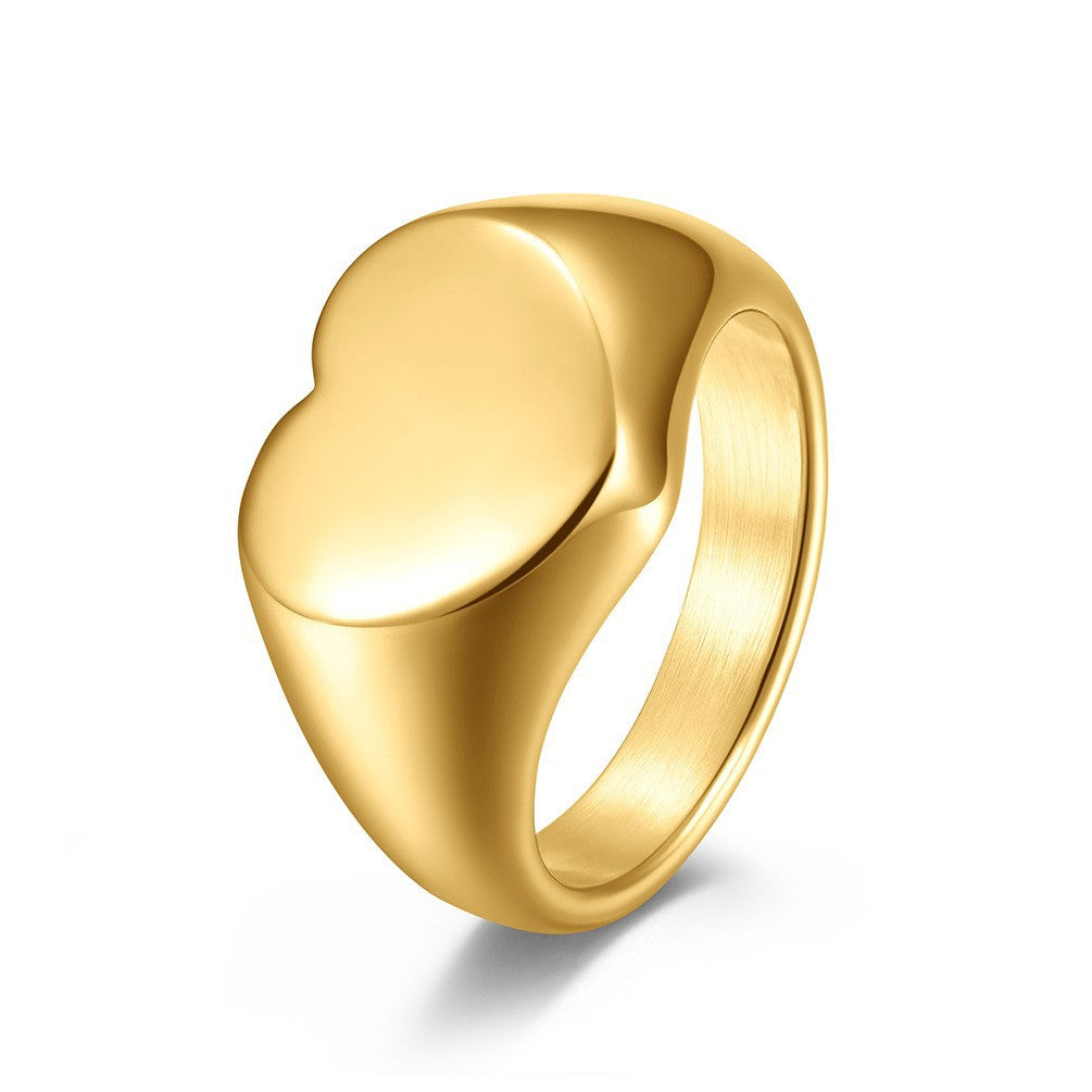 European and American Wind Stainless Steel 18K Gold Love Ring