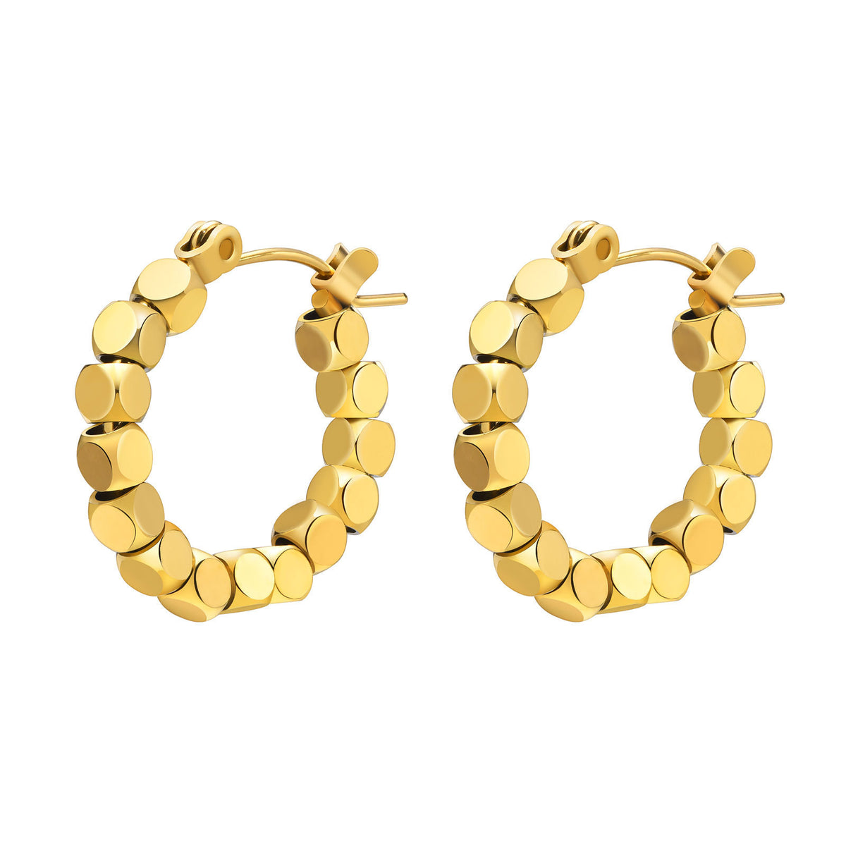 Gold-Tone Disc Hoop Earrings
