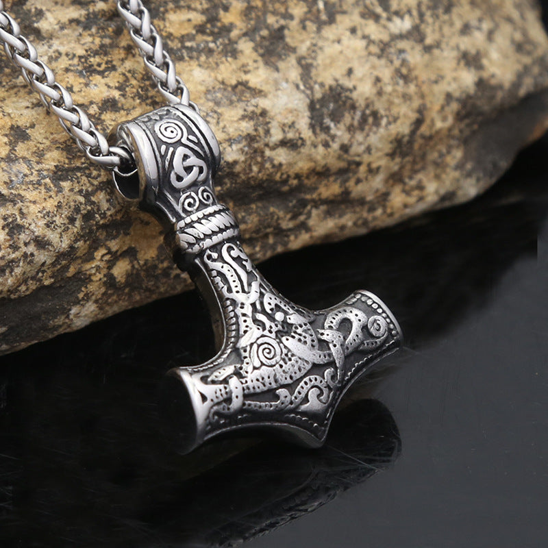 Odin Triangular Knot Logo Pendant Men's Titanium Necklace