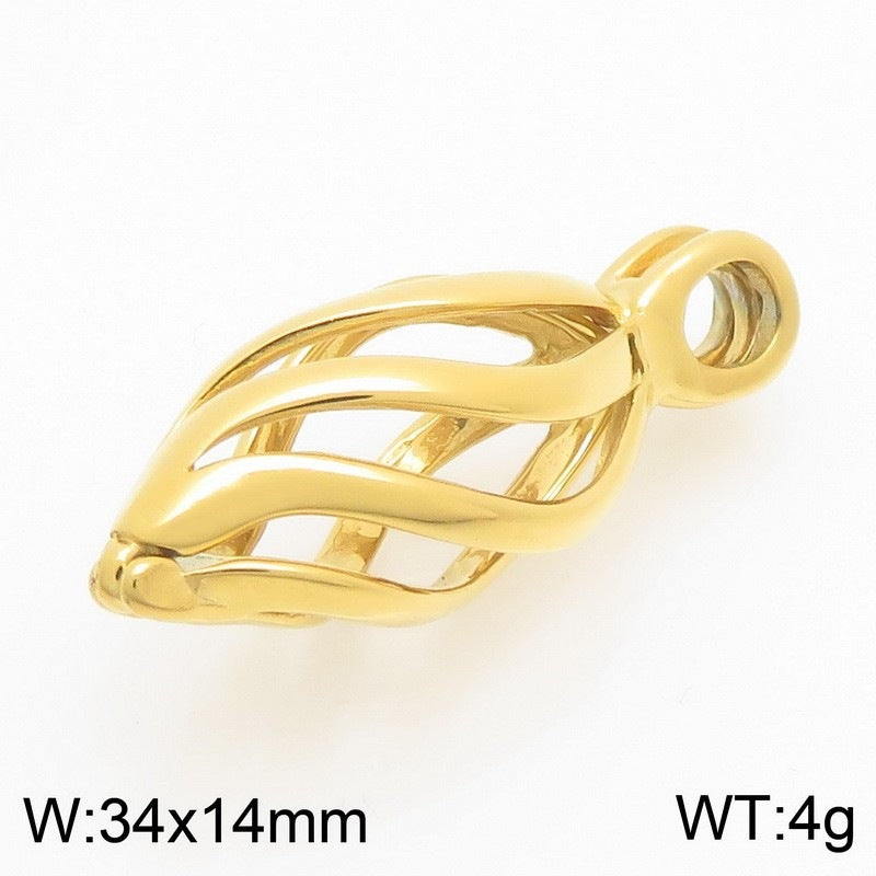 Niche Commemorative Pendant Trendy Hollow Willow Leaf Can Be Opened Water Drop-Shaped Titanium Necklace