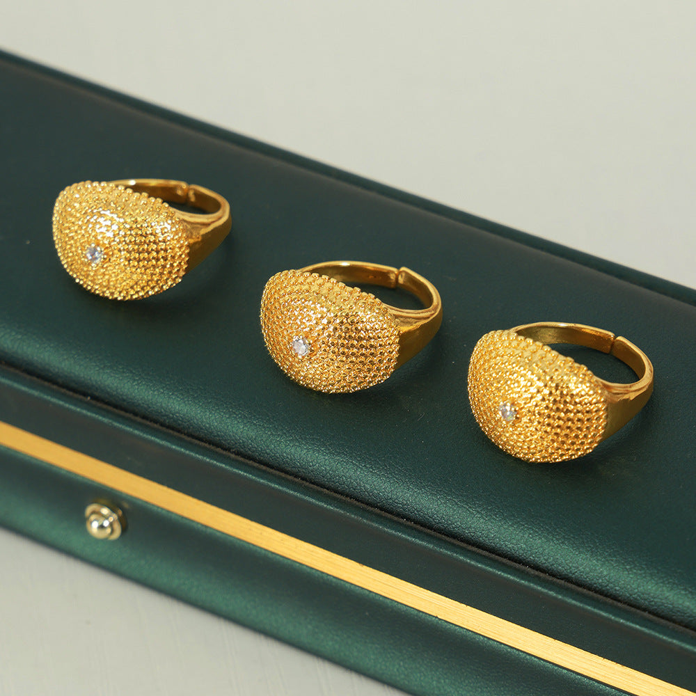 Chic Copper Zircon Open Ring - Stylish Cold Weather Jewelry for Women