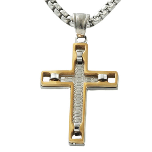 Personalized Retro Titanium Steel Cross Pendant Necklace for Trendy Men