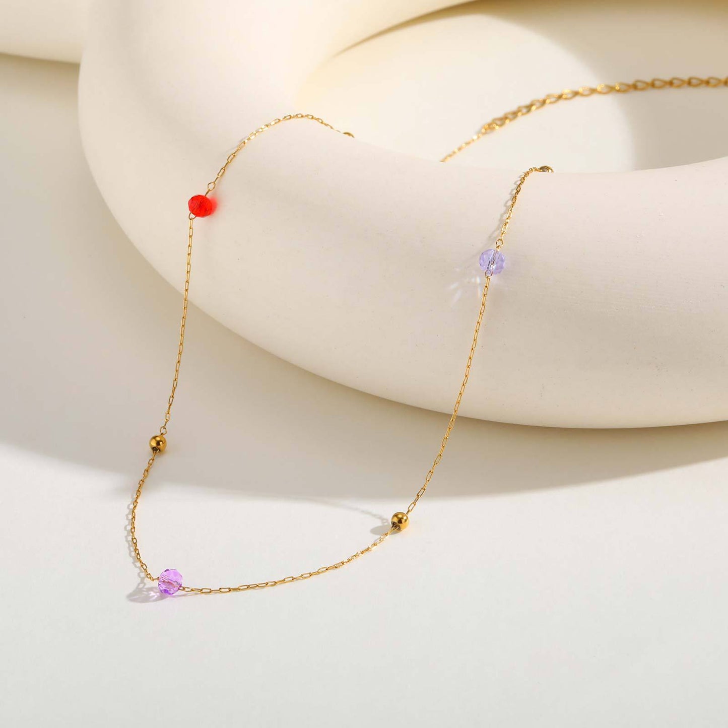 Stainless Steel Natural Tiger's Eye Stone Color Cut Beads – Bead Partition Necklace