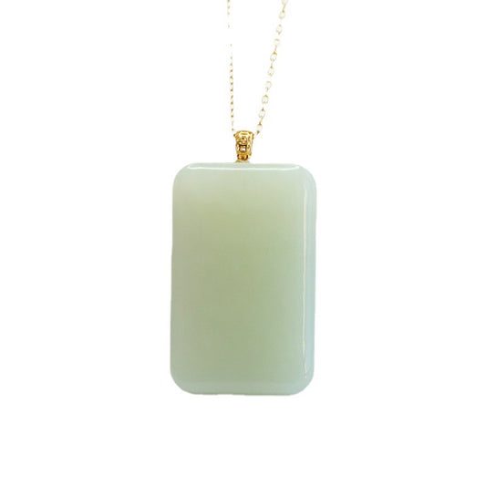 Handcrafted Hotan Jade Necklace with Sterling Silver Needle