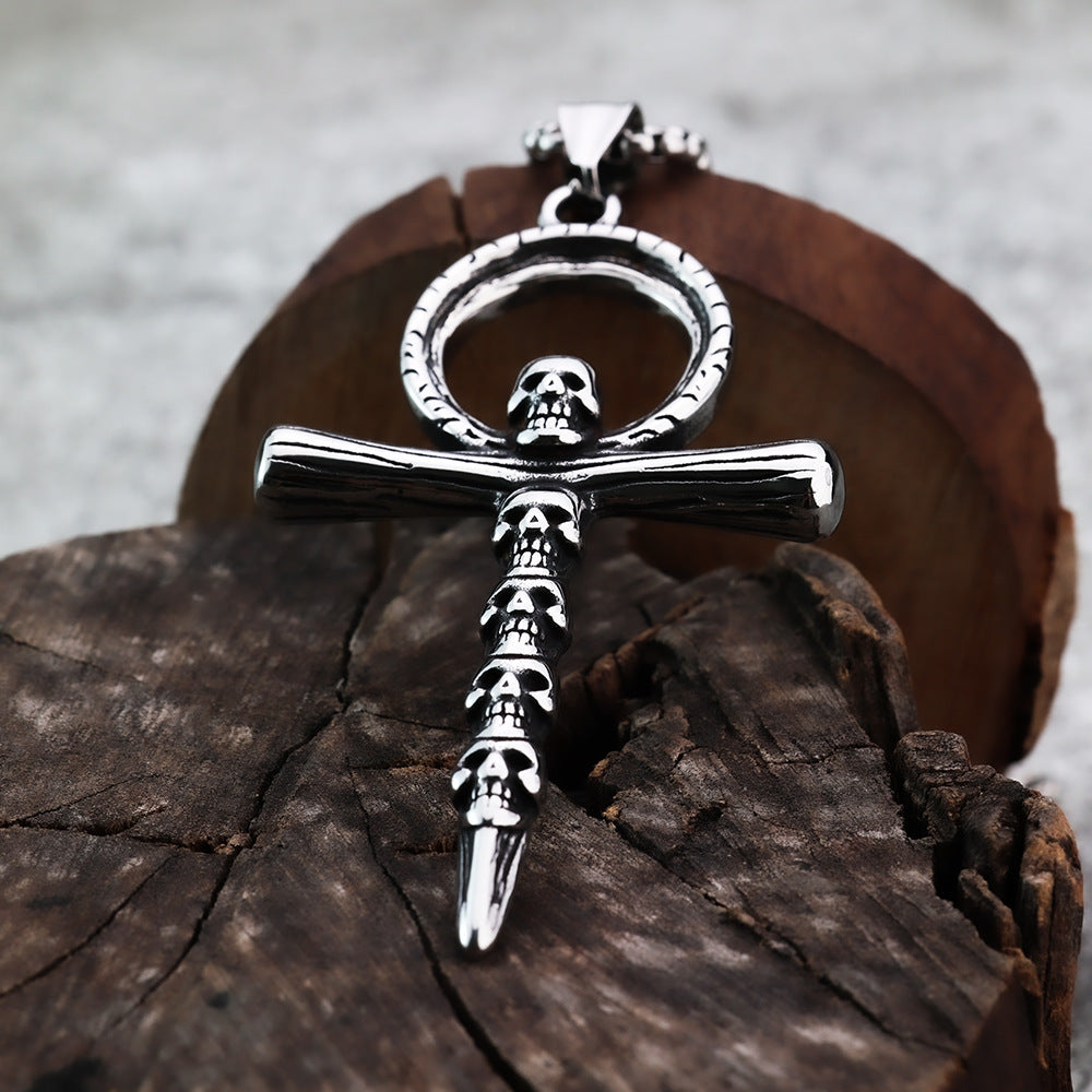 Vintage Skull Cross Stainless Steel Men's Pendant Necklace