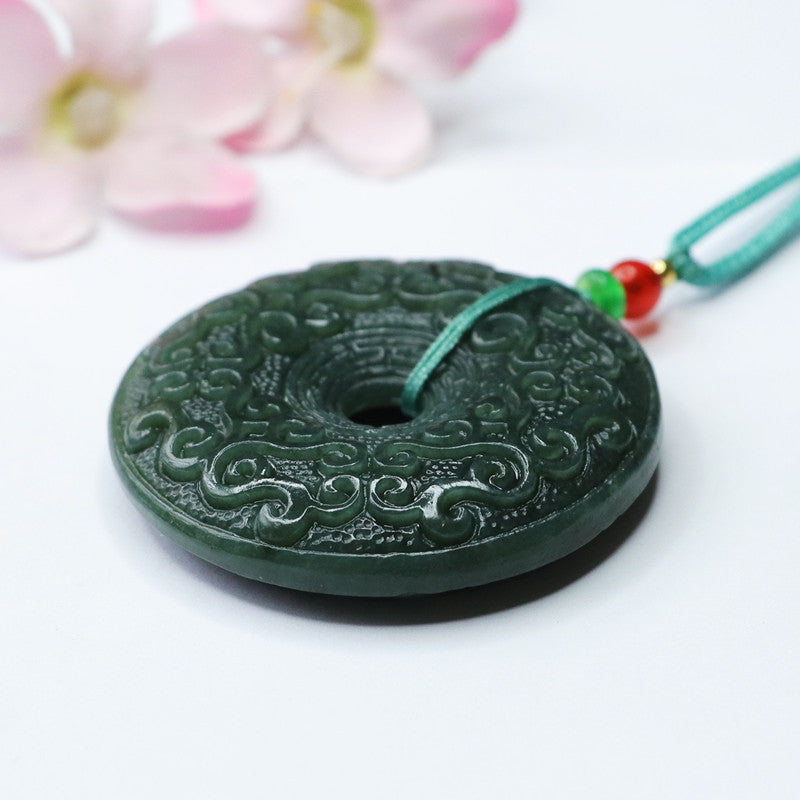 Taqing Hetian Jade Cloud Peace Buckle Pendant