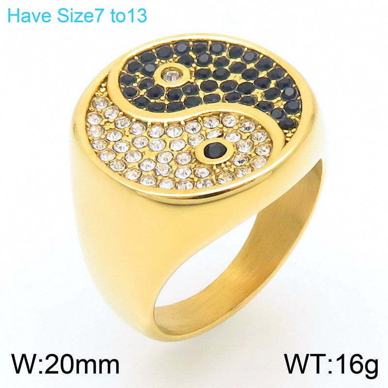 Planderful Mens Titanium Ring Lion Head Zircon Cross