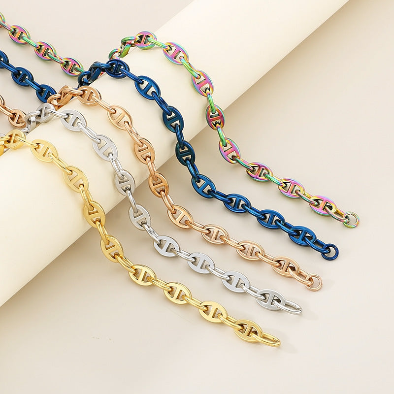 Hip Hop Trend Japanese Bracelet and Necklace Titanium Steel