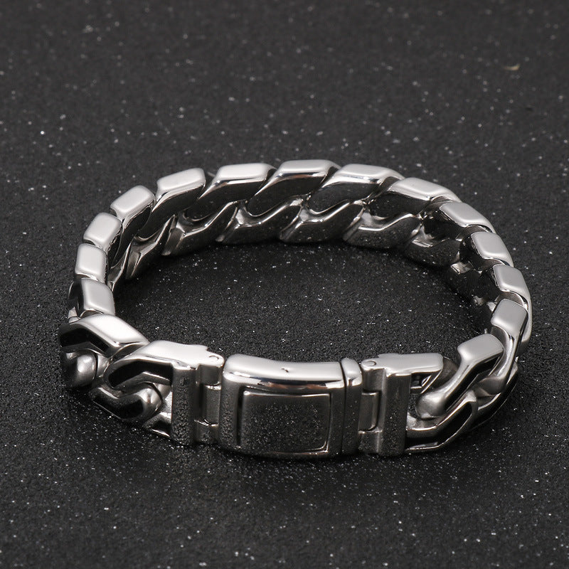 Stainless Steel – Black Striped Punk Wind Titanium Steel Men's Bracelet