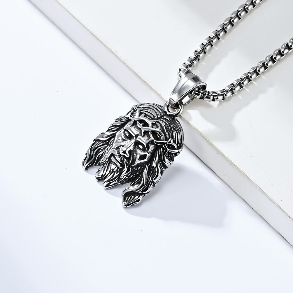 Planderful Collection Everyday Genie Pendant Necklace Unisex Steel Jewelry With Retro Portrait Charm For Trendsetters