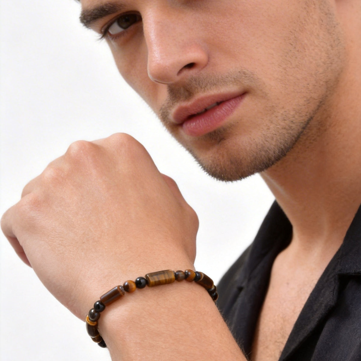 Tiger's Eye Vintage Black Stainless Steel Bracelet