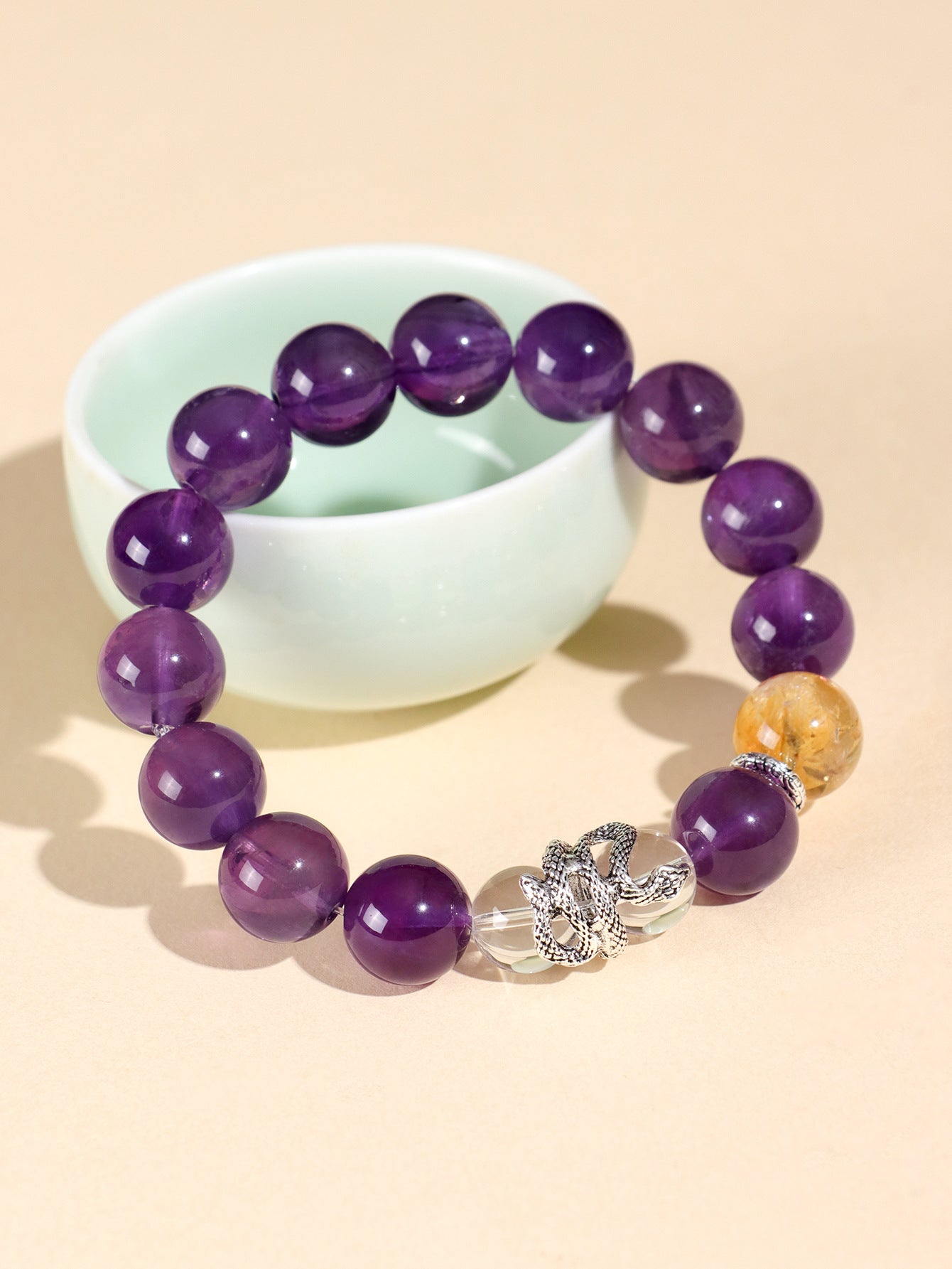 Planderful Fortune's Favor Amethyst Couple Beaded Bracelet – High-End Crystal Design
