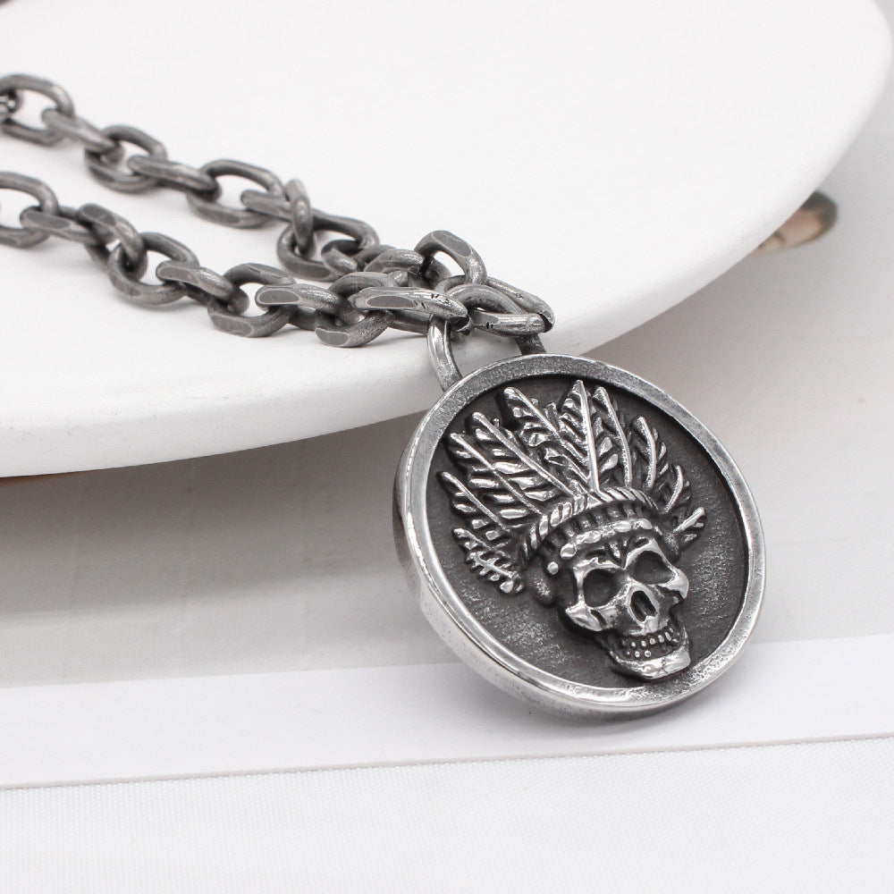 Indian-Style Titanium Steel Pendant Necklace
