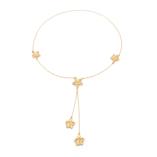 Metal Flower Tassel Y-Necklace