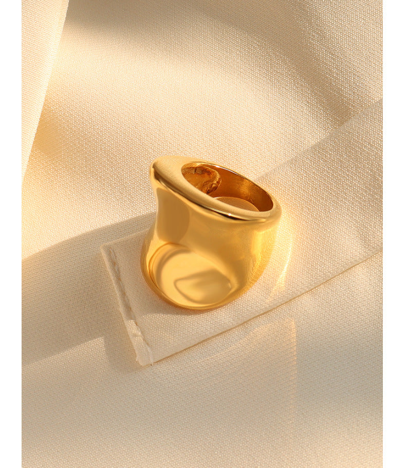 Cold Wind Arc Ring - Titanium Steel Fashion Jewelry