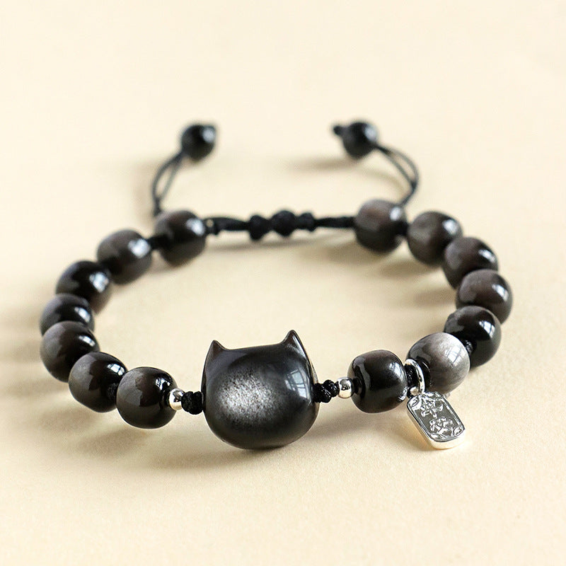 Planderful Fortune's Favor Bracelet – Unique Silver Obsidian Design