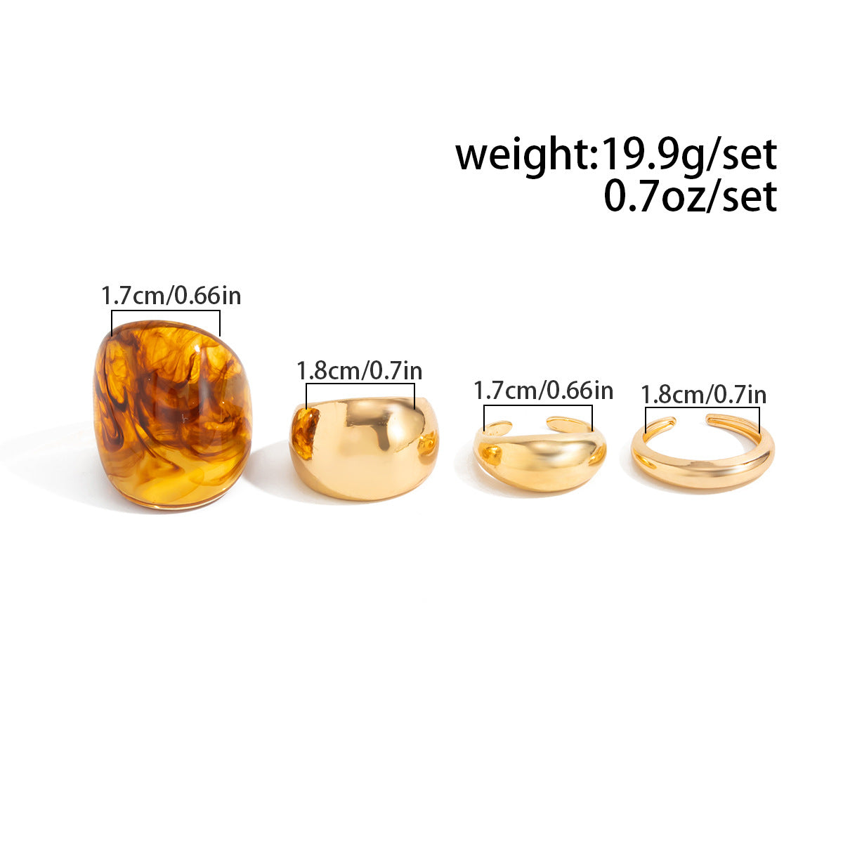 Planderful Geometric Landscape Ring Set With Resin Inlay Vienna Verve Collection Statement Jewelry For Women