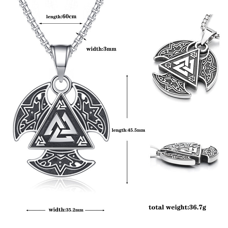 Steel Necklace - Vintage Viking Celtic Men's Pendant For Everyday Wear And Gifting