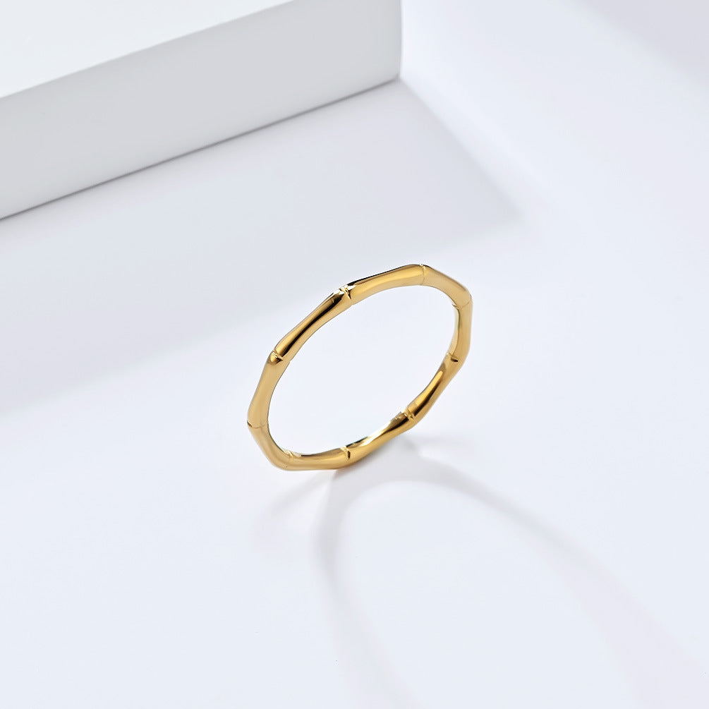 Planderful Bamboo Ring For Women Titanium Steel Closed Bamboo Design Lightweight Elegant Luxury Jewelry