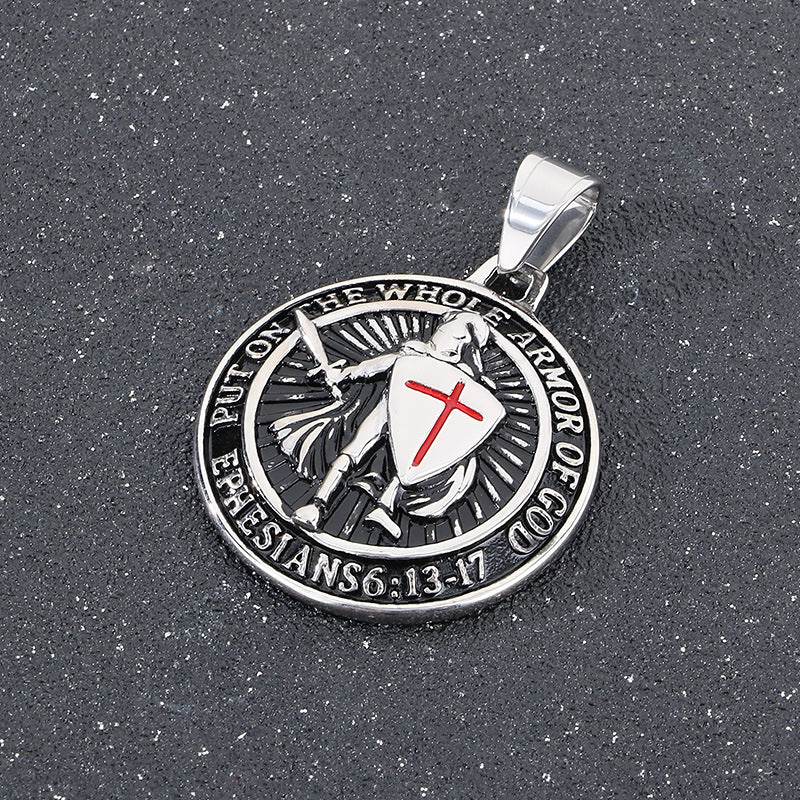 Templar Cross Shield Pendant Red For Men Titanium Planderful