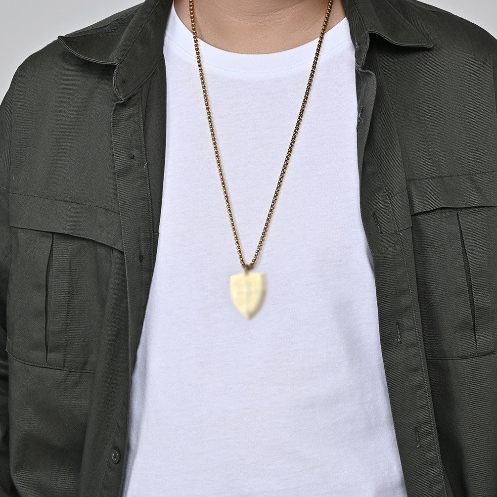 Amazon European and American Cross Shield Titanium Steel Necklace