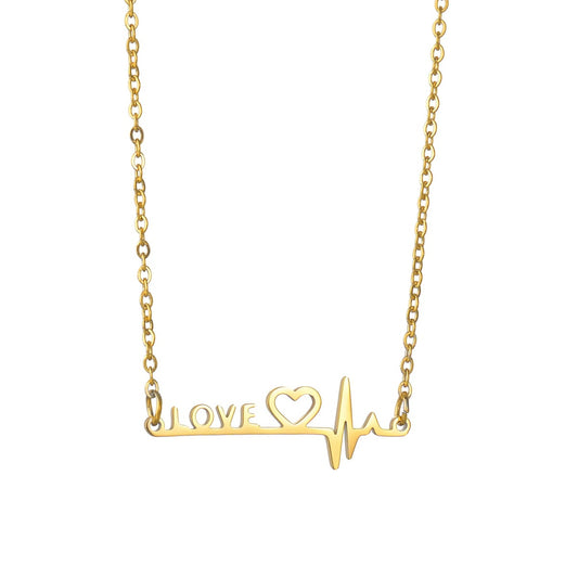 Heartbeat Love Electrocardiogram Pendant Necklace - Trendy Women's Titanium Steel Jewelry