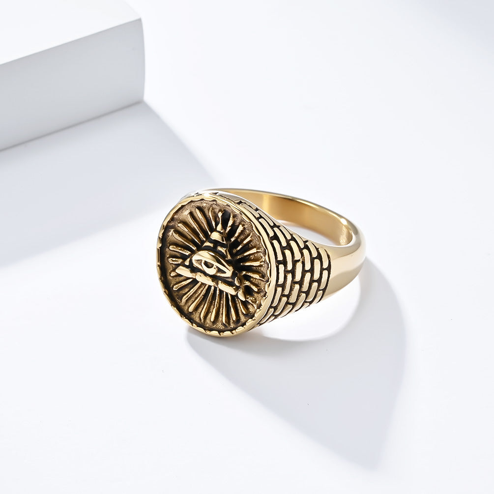 Cross-Border E-Commerce Retro Egyptian Pyramid Ring for Men