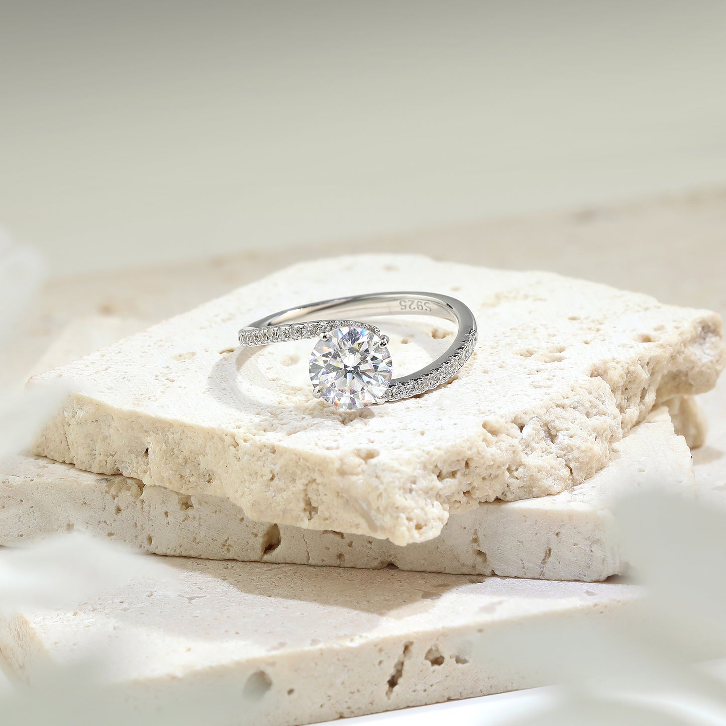 Planderful Sterling Silver Zircon Ring Set 7x7mm European American Style Elegant Gift for Her