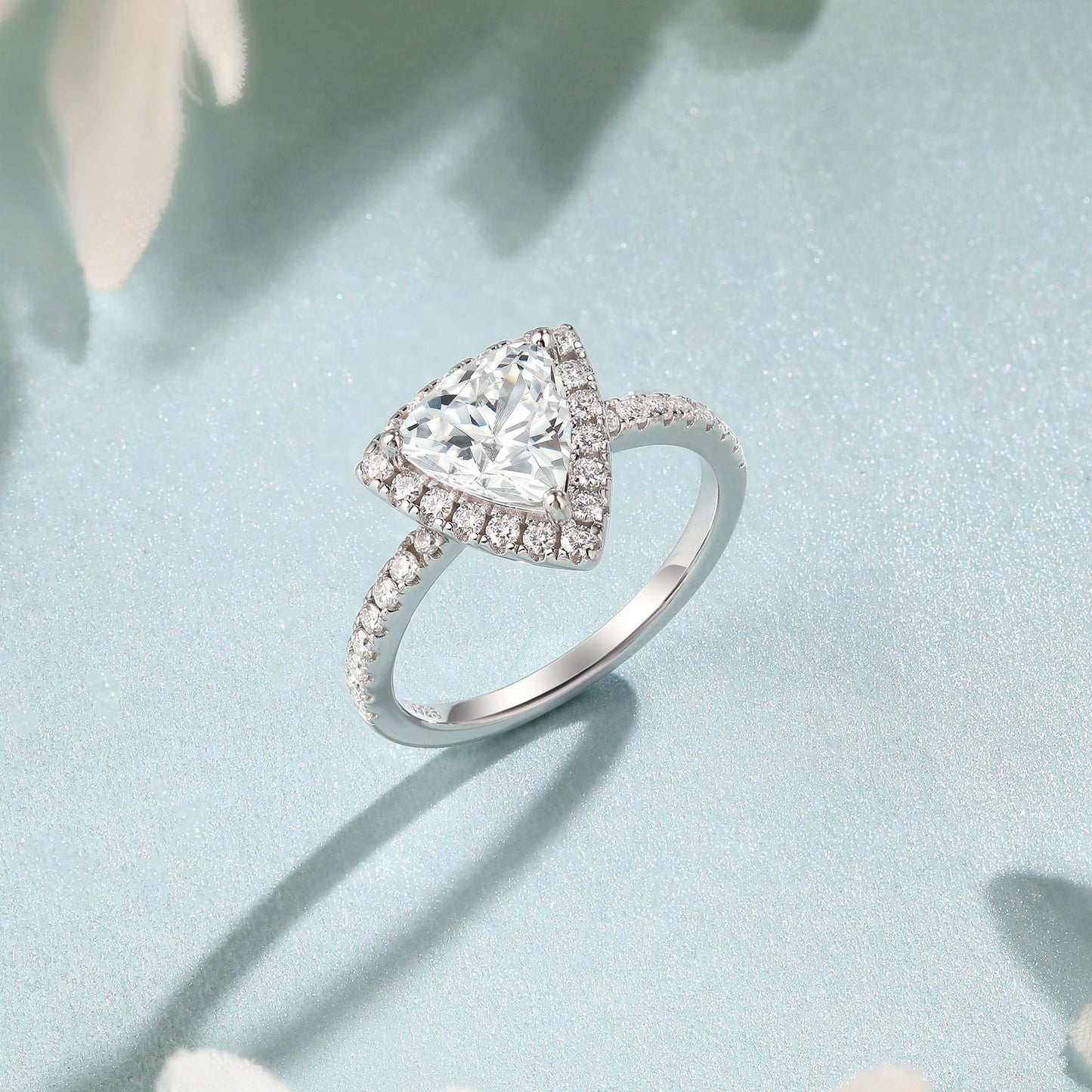 Planderful Sterling Silver 2 Carat Triangle Zircon Ring For Women Elegant Niche Jewelry Gift