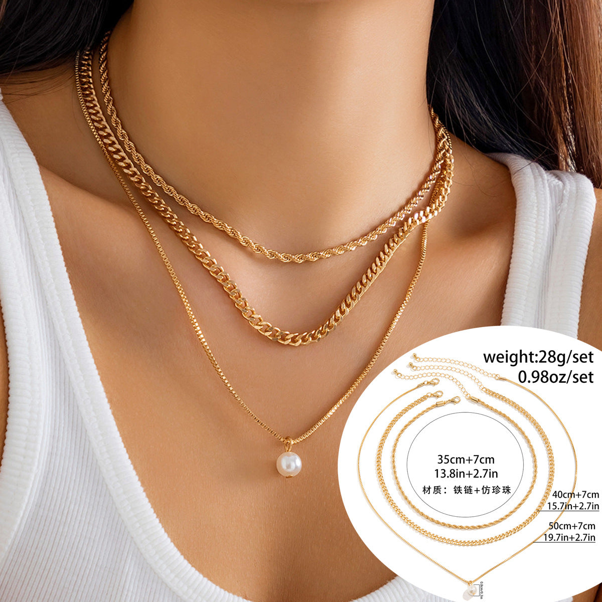 Cross-border Jewelry: Elegant Multi-layered Necklace with Imitation Pearls