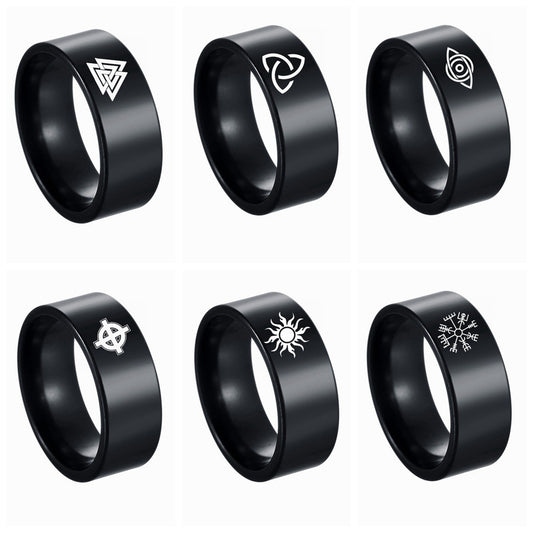 Planderful Collection Everyday Genie Stainless Steel Ring Celtic Knot Viking Rune Ring For Men Unisex Protection