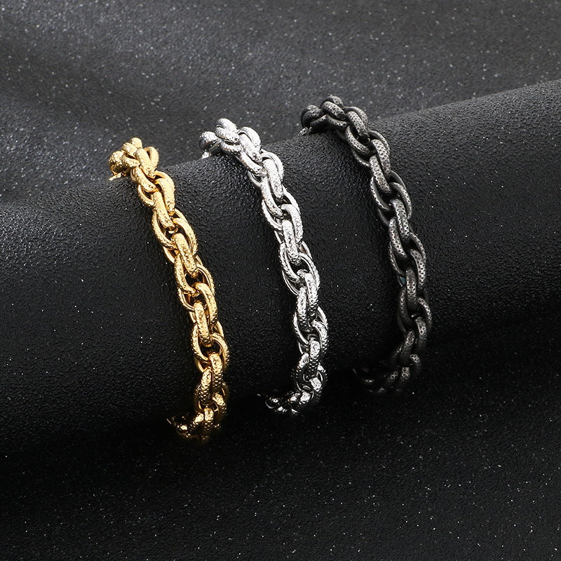 With Extension Chain Bracelet – Beating Pattern Handmade Twist Chain Men's Stainless