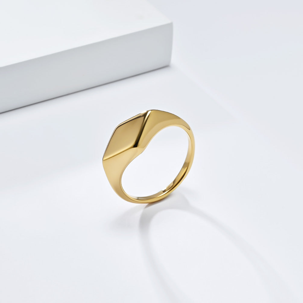 Planderful Rhombus Geometry Ring For Women And Unisex Minimalist Steel Jewelry With Modern Bold Design