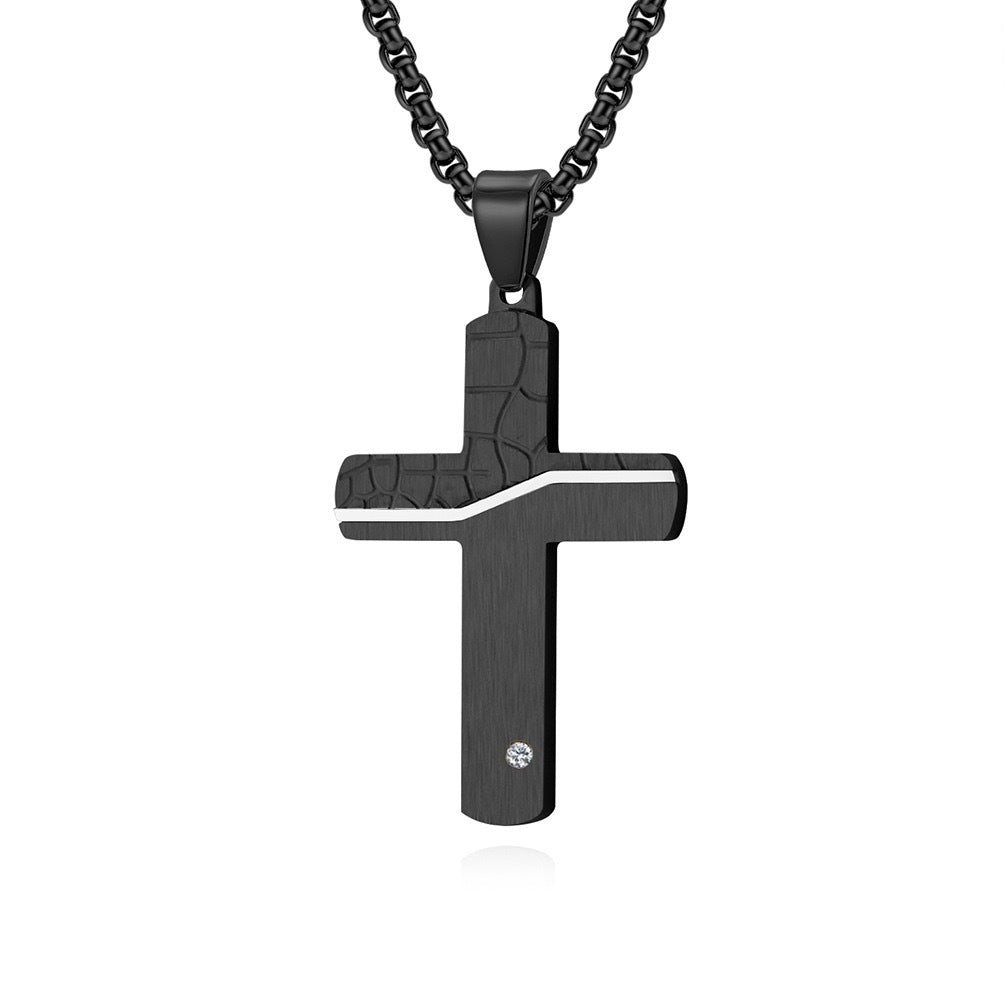 Planderful Cross Pendant Necklace For Men Stainless Steel Durable Retro Hip Hop Jewelry Gift