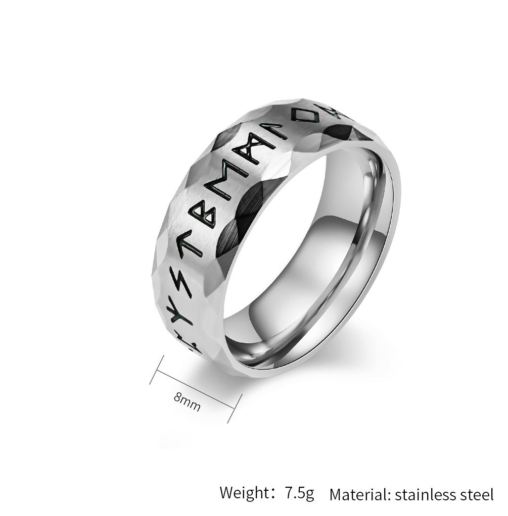 Planderful Viking Ring Nordic Text Titanium Steel For Men Durable Cultural Symbol Ring