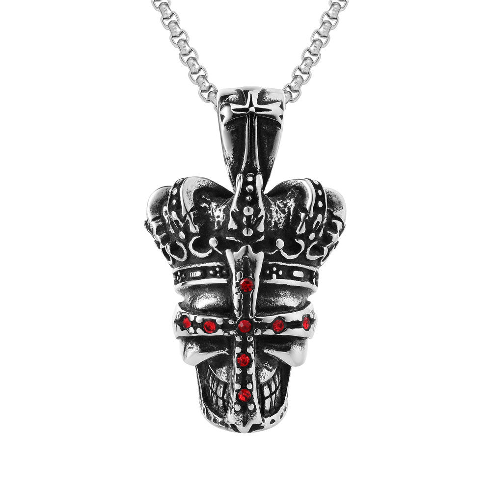 Crown Skull Titanium Steel Pendant Necklace