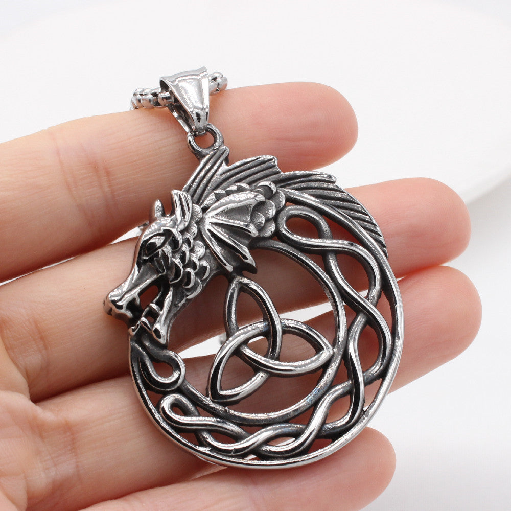 Personalized Retro Chinese Dragon Titanium Steel Pendant for Men - European and American Style