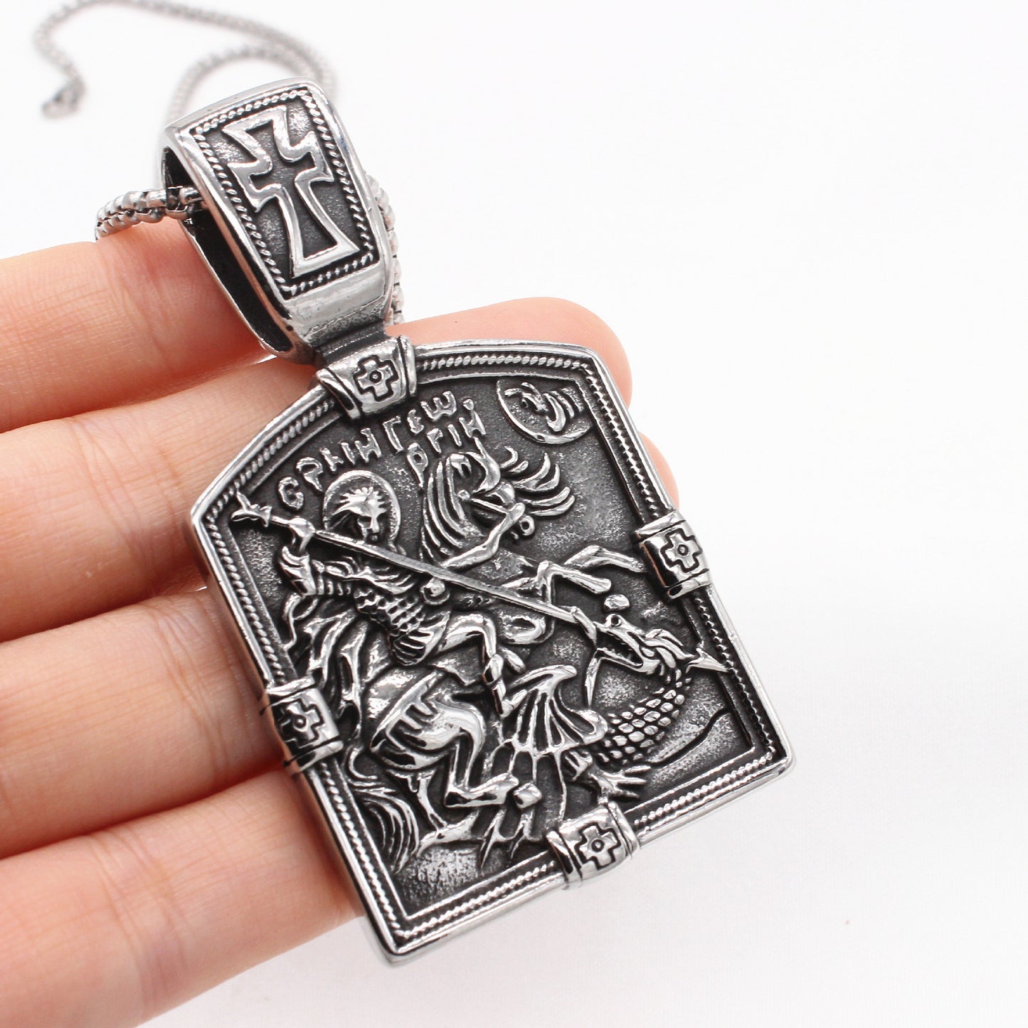 Planderful Jewelry Cross Knight Pendant Stainless Steel Retro Design For Men Everyday Style