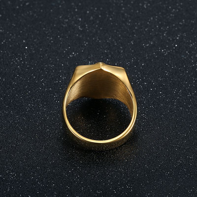 Planderful Hip Hop Ring Titanium Gold Plated Rhinestone Men
