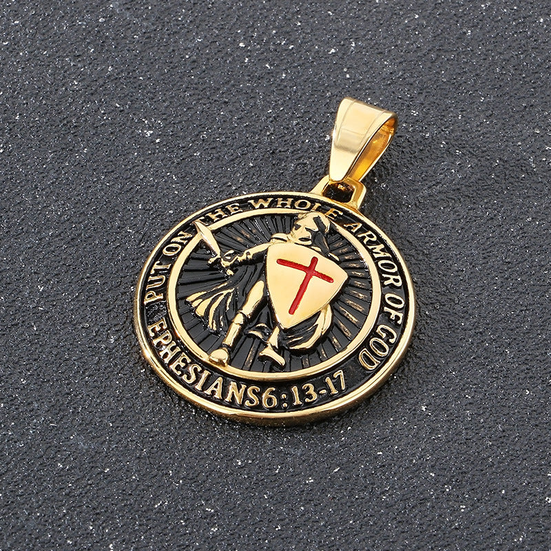 Templar Cross Shield Pendant Red For Men Titanium Planderful