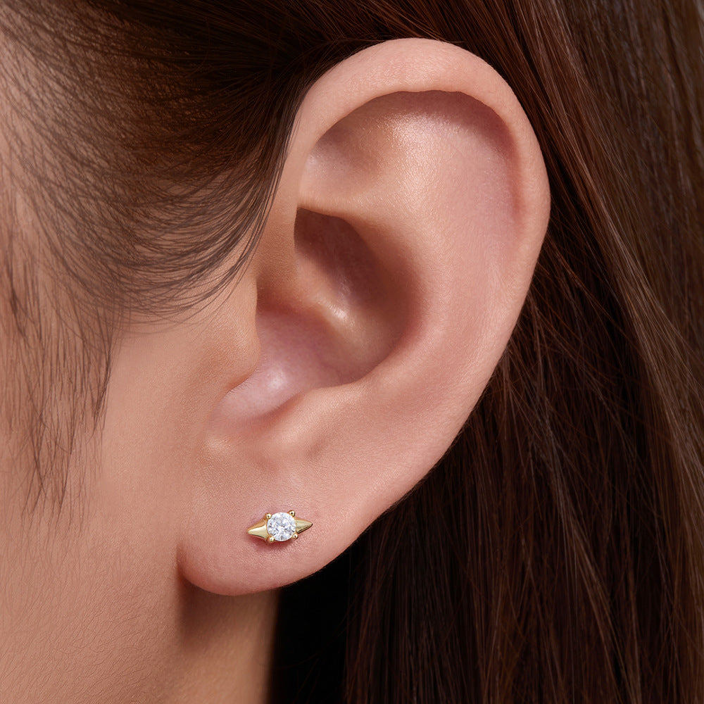 Geometric Conical Earrings Jewelry Daily Sterling Silver Single Zircon Small
