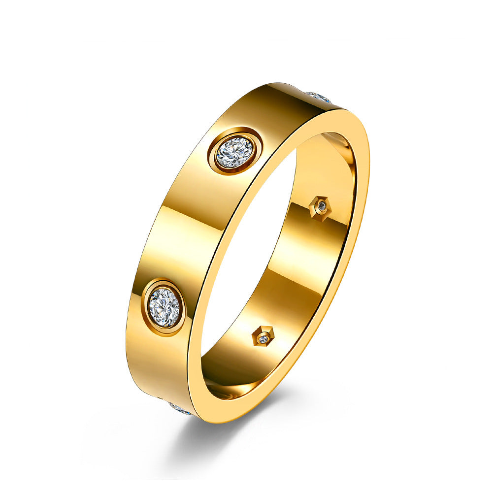 Planderful Titanium Inlaid Zircon Ring Unisex Light Luxury Jewelry For Him And Her Couple Gift
