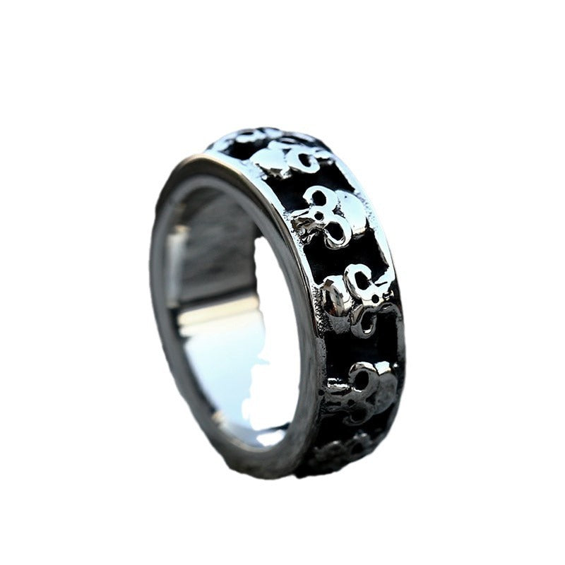 Punk Hip Hop Retro Skull Stainless Steel Ring for Men - Wholesale Titanium Steel Jewelry