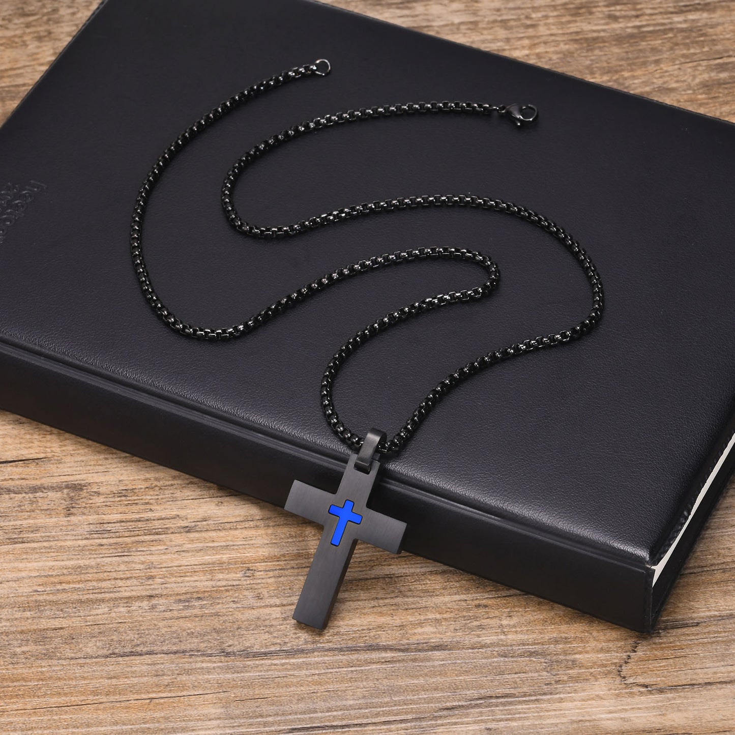 Stainless Steel Cross Small Cross Pendant Necklace Men's Black Wholesale