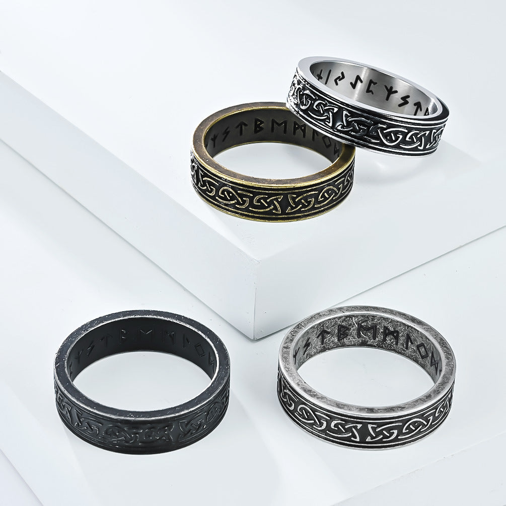 Planderful Authentic Nordic Viking Celtic Knot Titanium Steel Ring for Men: Vintage Antique Design