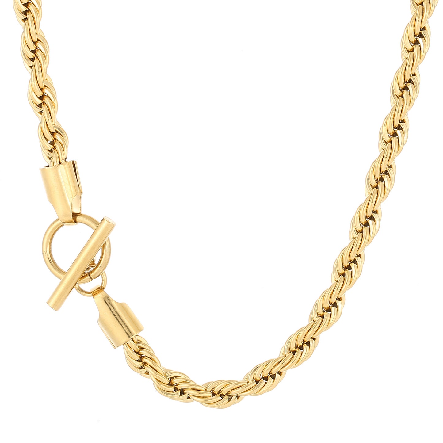 Custom Hip Hop Twill Skull Button Chain Necklace for Men - Stainless Steel Twist Design