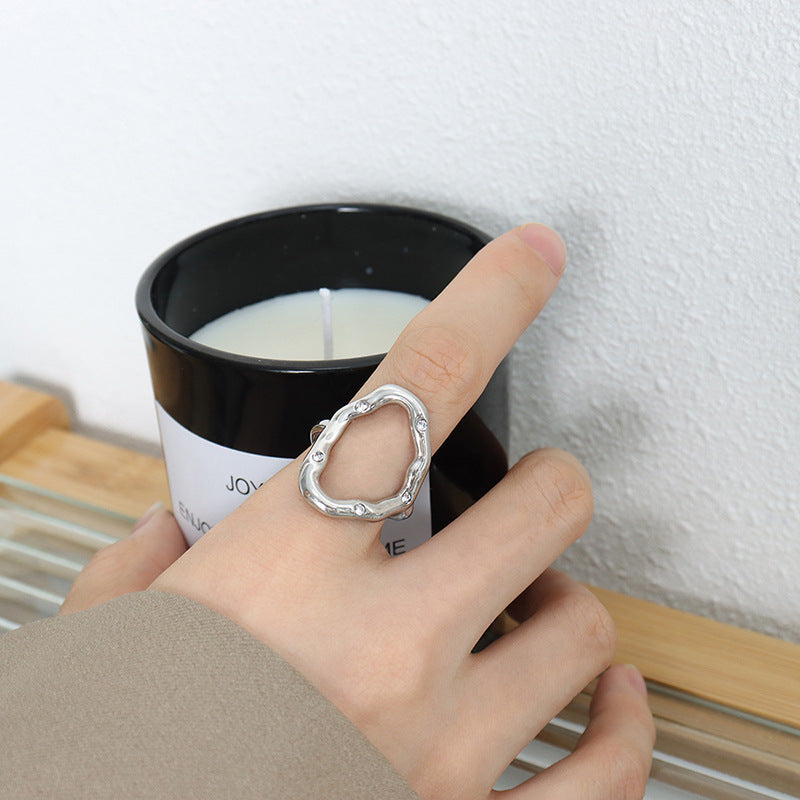 Chic Geometric Zircon Ring in 18K Gold-Plated Titanium Steel