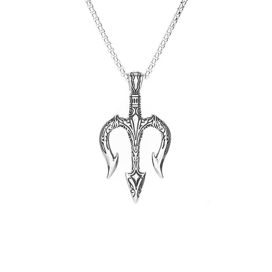 Poseidon Trident Pendant Stainless Steel For Men By Planderful Everyday Genie Hip Hop Necklace Bold Statement Accessory